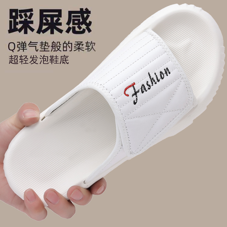 Top Sheepskin Summer New Men's Slippers Genuine Leather Fashionable Breathable One-Word Slippers Men's Beach Shoes Sandals Men's Shoes