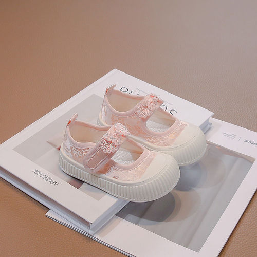 Girls' White Canvas Shoes, Children's Fabric Shoes, Summer Soft Sole White Baby Shoes for Kindergarten