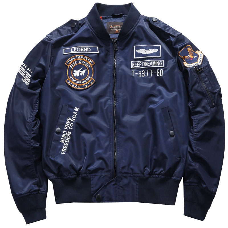 Cross-border autumn and winter Air Force MA1 men's jacket flight suit trendy embroidered baseball jacket plus size workwear coat
