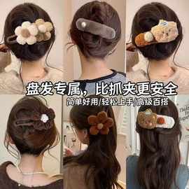 抓夹大号发量多花朵鸭嘴发卡后脑勺半扎发夹安全替代品鲨鱼夹头饰