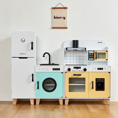 Three-in-One Refrigerator Play Kitchen Toy for Boys and Girls, 3-Year-Old Baby Simulated Cooking and Kitchen Set