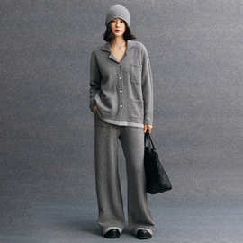 山羊绒女士柔软宽松简约百搭都市通勤风羊绒裤秋冬新款休闲阔腿裤