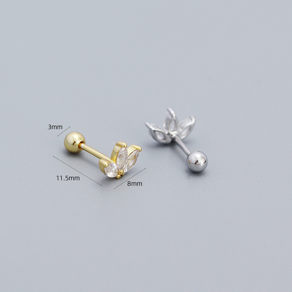 3g Weight 0.03µm Gold Plating Thickness Electroplating Gold Plating Process 1 Pair Ear Cartilage Rings & Studs Elegant Water Droplets 925 Sterling Silver Inlay Rhinestones