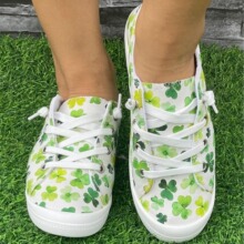 工厂现货批发新款复活节三叶草舒适时尚平底布鞋一件代发外贸女鞋