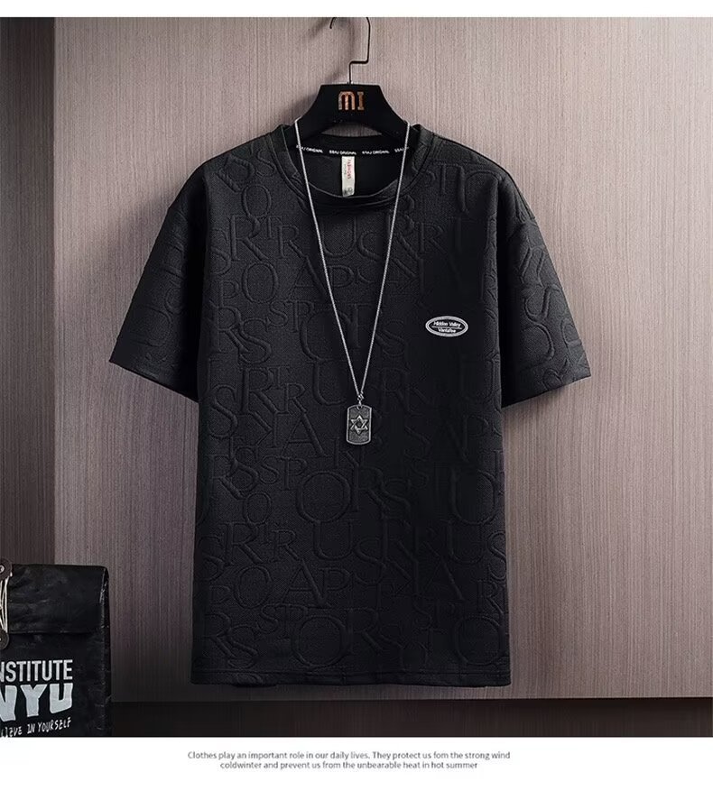 Summer Men's Casual Waffle Knit T-shirt And Five Point Shorts Set_voghion.com