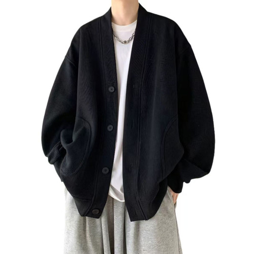 Sweatshirt Open V-neck Loose Versatile Cool Bad Boy Style Men and Women's Outerwear Direct from Overseas Trade Factory Wholesale