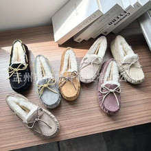 桑坡RUBBUGG皮毛一体豆豆鞋女冬平底棉鞋羊毛雪地靴一脚蹬毛毛鞋