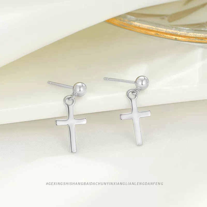 Glossy earrings, accessory, silver 925 sample, simple and elegant design