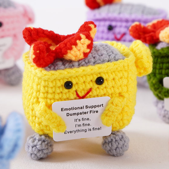 Cute Knitted Doll Personalized Fire Extinguishing Box Pure Handmade Crochet Desktop Small Ornaments Creative Gift Wholesale