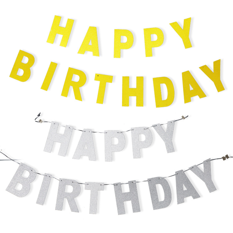 新款生日拉旗星星happybirthday插旗 派对装饰拉旗 吊旗蛋糕装饰