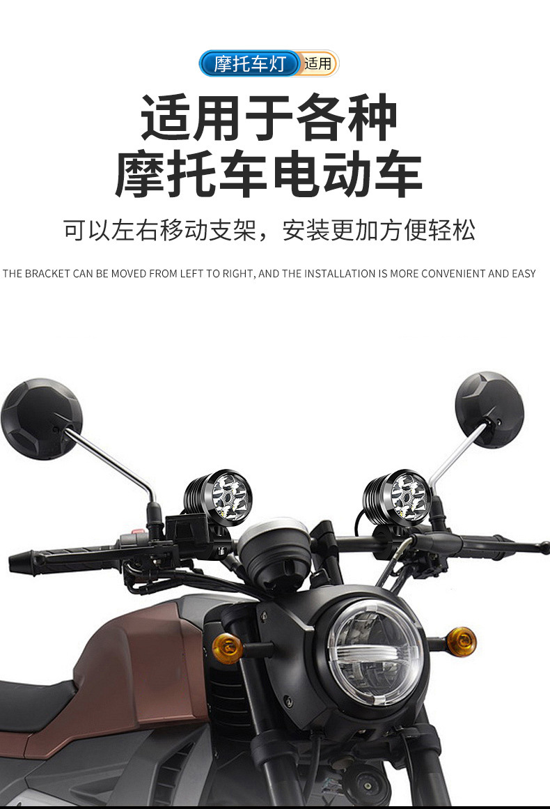 LED Spotlight Laser Gun Headlight 12V-80V Motorcycle Electric Vehicle