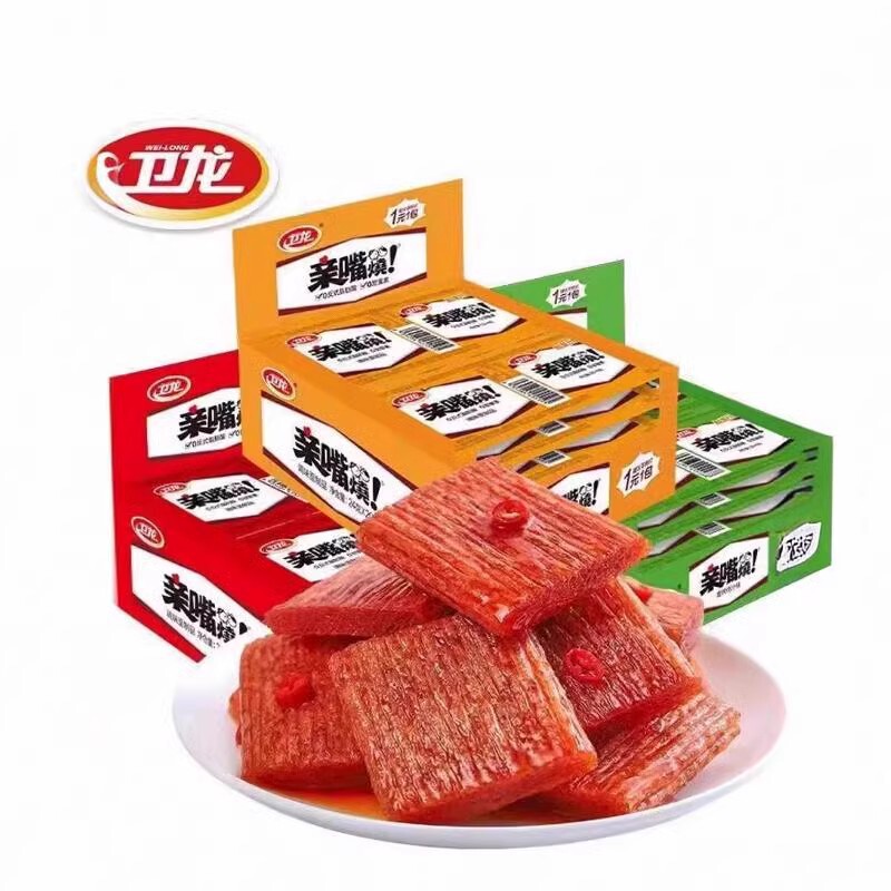 Weilong Boxed Kissing Fired 24g*20 Strips 40 Pieces Single Piece Spicy Strips Spicy Casual New Year Goods Wholesale Weilong Boxed Kissing Fired 24g*20 Strips 40 Pieces Single Piece Spicy Strips Spicy Casual New Year Goods Wholesale