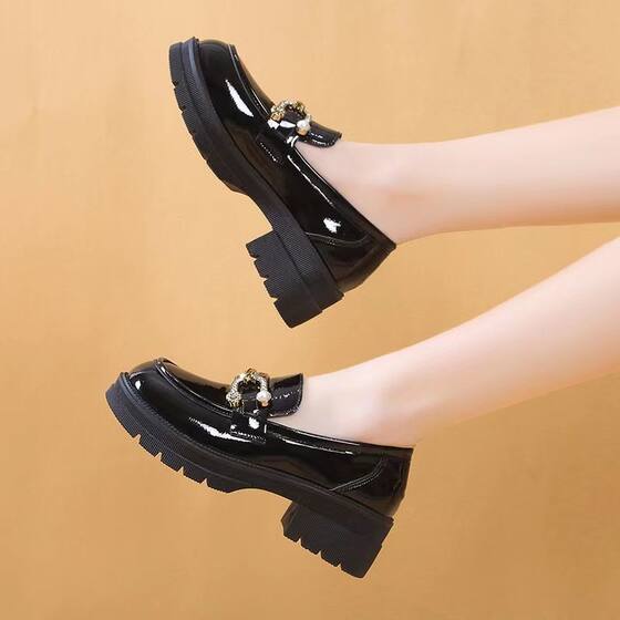 Soft Leather Loafers Women's 2024 Spring and Summer New Korean Style Small Leather Shoes Women's Platform Bottom Lazy One-Pedal Shoes for Women