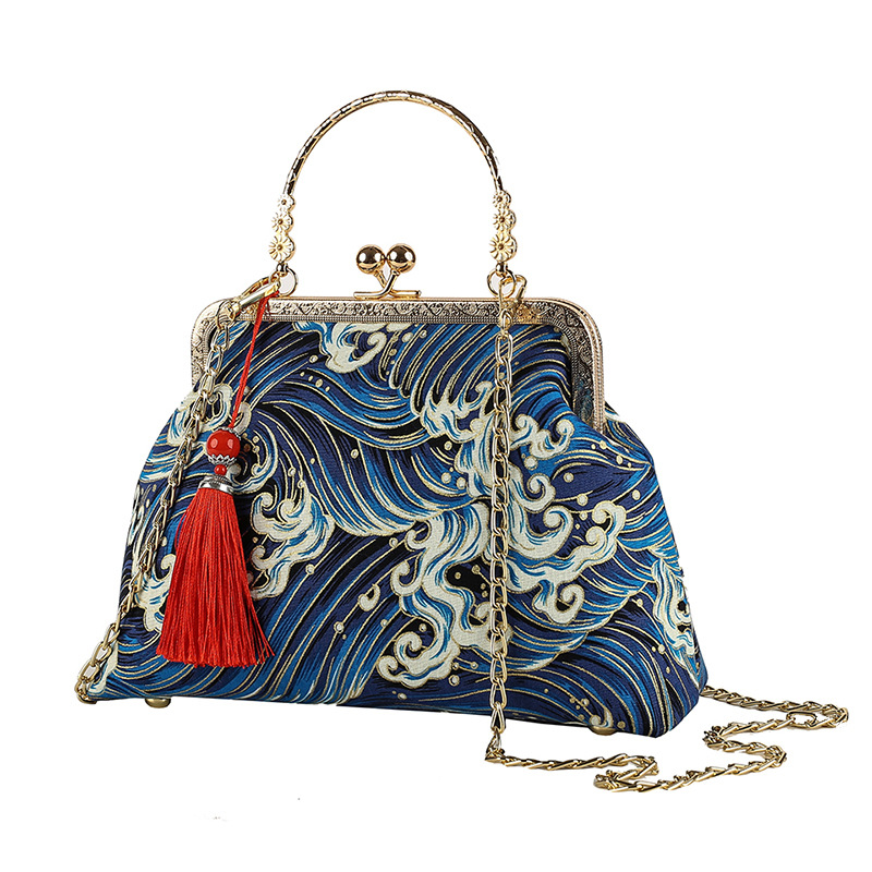 Bolso cruzado de un solo hombro estilo antiguo a juego bolso cheongsam bolso transfronterizo nuevo estilo retro estilo chino bolso portátil de oro de boca terminado