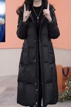 长款显瘦羽绒服女连帽过膝冬季时尚新款加厚保暖鸭绒外套