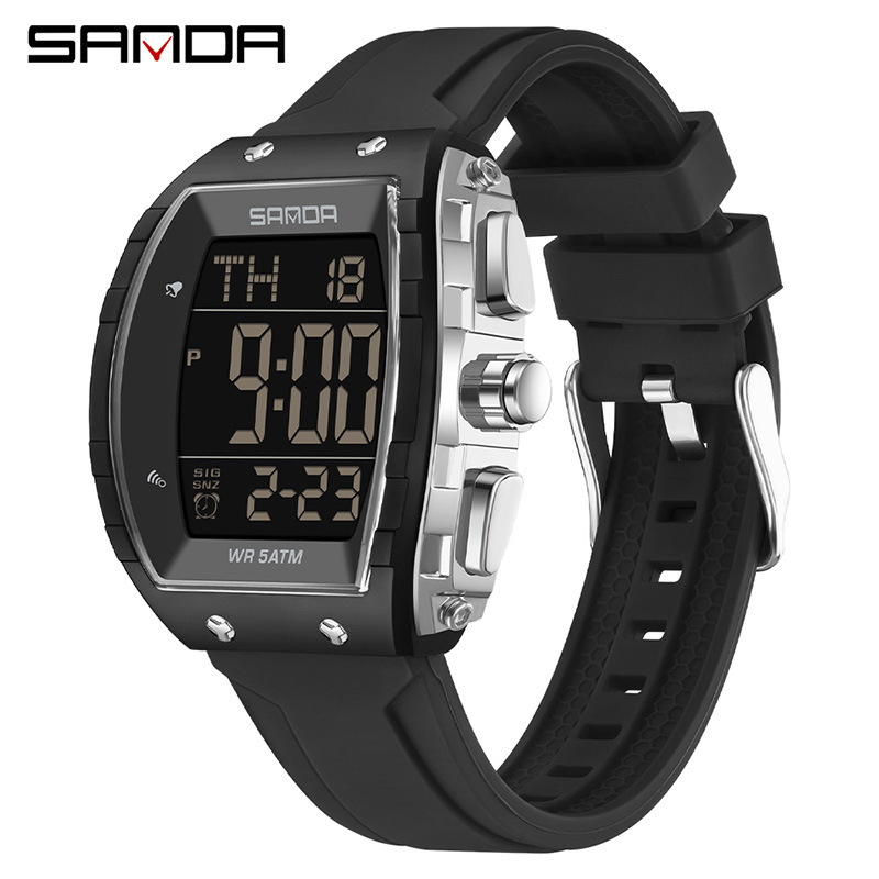 Sanda reloj a prueba de agua para hombres y mujeres juveniles reloj deportivo multifuncional luz nocturna cuenta atrás dos relojes electrónicos de tiempo