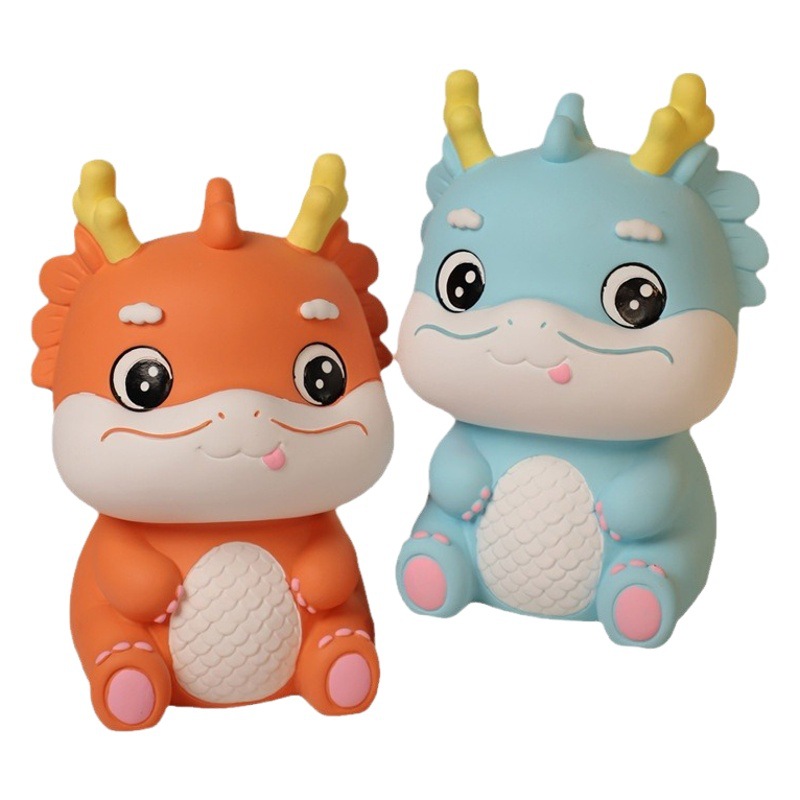 Dibujos animados lindo mascota dragón año Piggy Bank resistente a la caída resistente a los golpes Caja de Ahorro regalo decoración de escritorio muñeca
