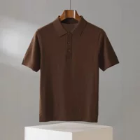 100% камвольный кашемир мужской POLO воротник пуловер кашемировый свитер весна 2025 новый стиль бизнес свитер с короткими рукавами