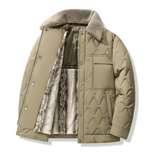 2025冬季翻毛领百搭可拆帽男士加厚棉衣中老年爸爸装商务休闲保暖