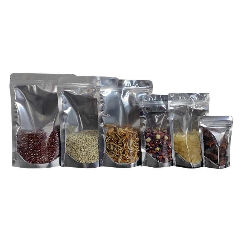 Yin y yang aluminio bolsa universal papel de aluminio chapado translúcido auto-permanente cremallera sellada bolsa de envasado de alimentos bolsa ziplock en stock