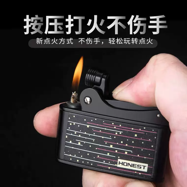 【祝融】百诚煤油打火机老式自动国产古董个性创意复古男士磕头机