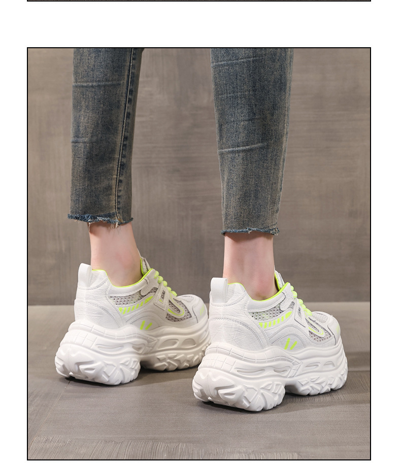 Giày sneaker nữ đế dày chunky lưới thoáng khí tăng chiều cao — Xám bạc chi tiết 12