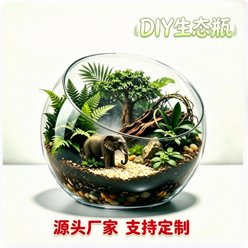 Micro-Landscape Moss Bottle Glass Container DIY Material Kit Succulent Plant Eco-Bottle Transparent Slanted Mini Vase