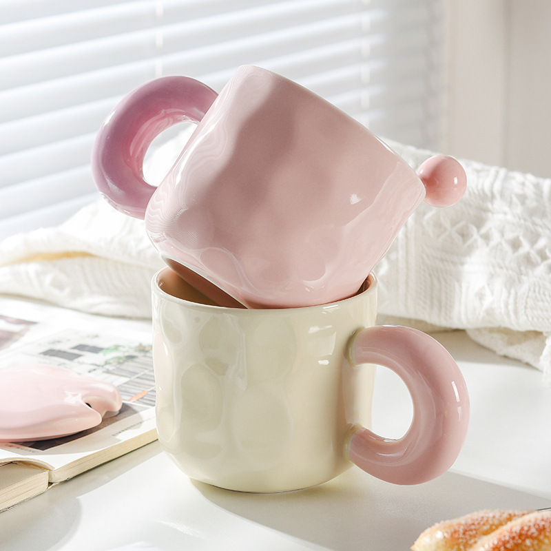 奶马克杯带盖勺可爱女生高颜值陶瓷咖啡杯子情侣办公室早餐杯夷陵|undefined
