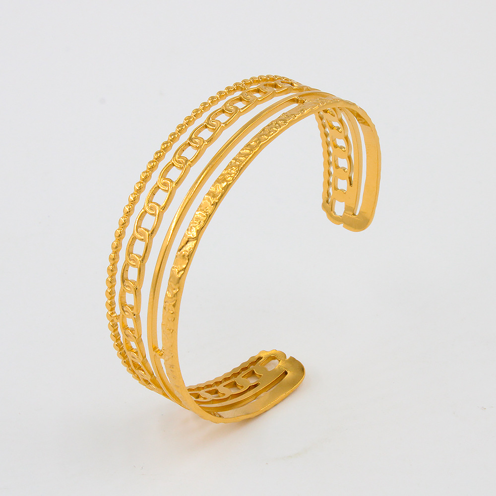 15g Weight Bangle Classification 1 Piece Quantity Daily Occasion Stainless Steel Material Geometric Pattern Plating Design Simple Style Style Simple Style Geometric Stainless Steel Plating Bangle 1 Piece 3