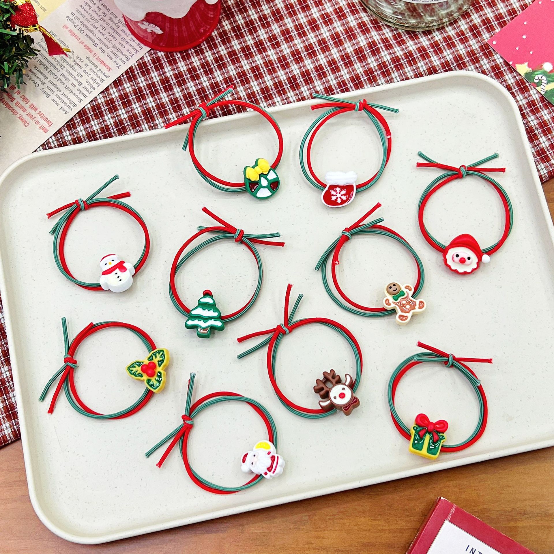 Fashion Santa Claus Gingerbread Snowman Elastic String Handmade Hair Tie 1 Piece display picture 3