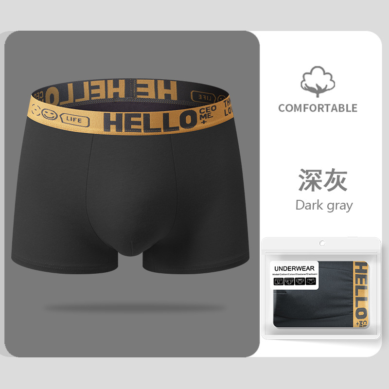 Ropa interior de los hombres Algodón puro HOLA cinturón grafeno entrepierna antibacteriano cómodo transpirable personalidad moda boxeadores color sólido