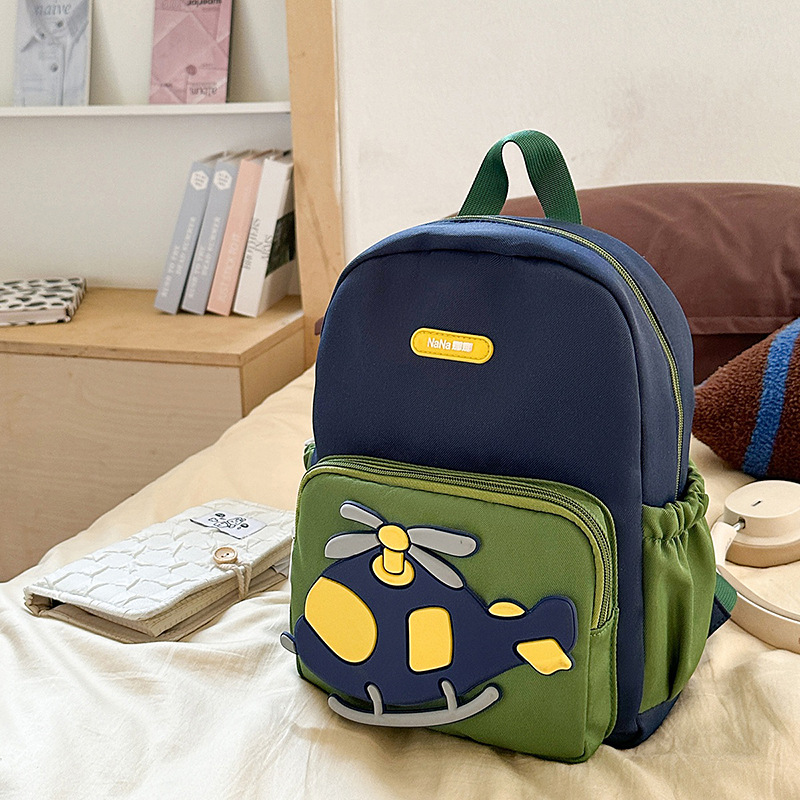 Jardín de infantes bolsas escolares de dibujos animados lindos helicópteros mochila para niños y niñas mochila pequeña de gran capacidad para niños