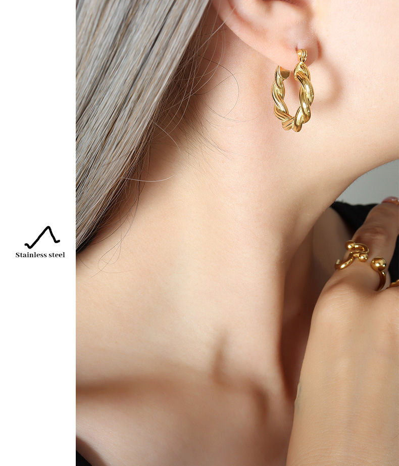 Fashion Solid Color Titanium Steel Earrings Plating Stainless Steel Earrings