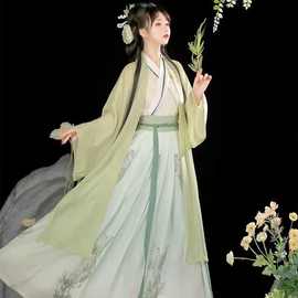 宋制汉服女成人中国风交领绿色襦裙超仙气飘逸日常古装改良春夏款
