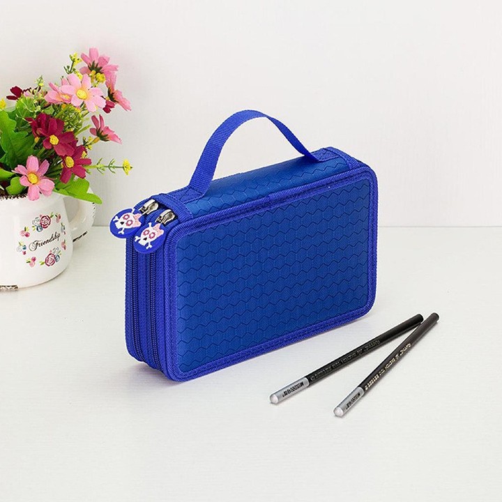 Estuche Profesional para Lápices de Colores de Dos Capas, Color Sólido, Diseño de Jardín Secreto, Estuche Cuadrado para Lápices de Colores, Bolsa de Papelería con 35 Compartimentos