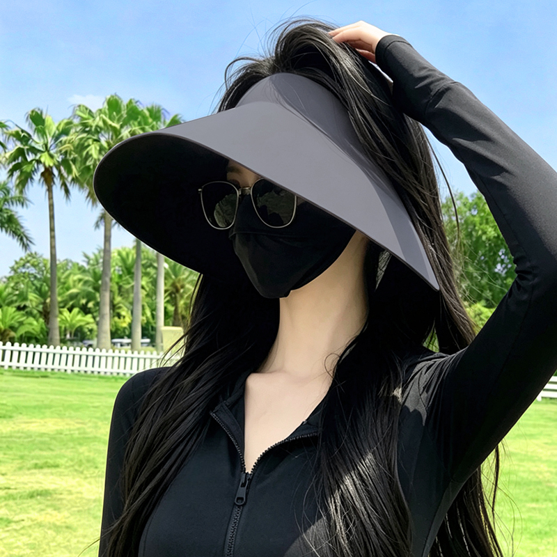 大帽簷可摺疊防曬帽女夏季防紫外線遮陽帽無痕空頂帽戶外摺疊帽子 2