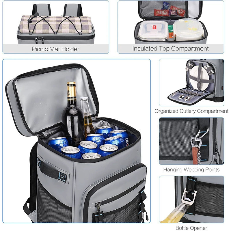 Bolsa de hielo de gran capacidad en stock del fabricante original, mochila impermeable de tela Oxford, bolsa de aislamiento térmico con bolsa de arroz, bolsa bento