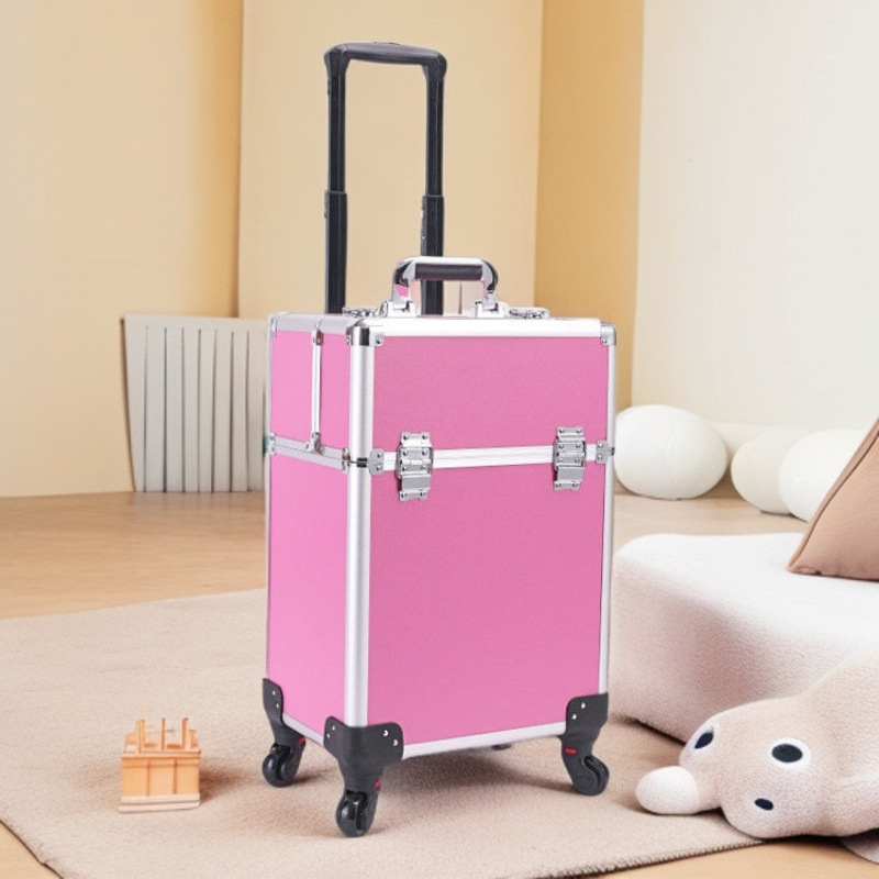 Caja de maquillaje multicapa, caja de tracción de maquillaje profesional, caja de herramientas de bordado de uñas, peluquería, maquillaje especial de gran capacidad