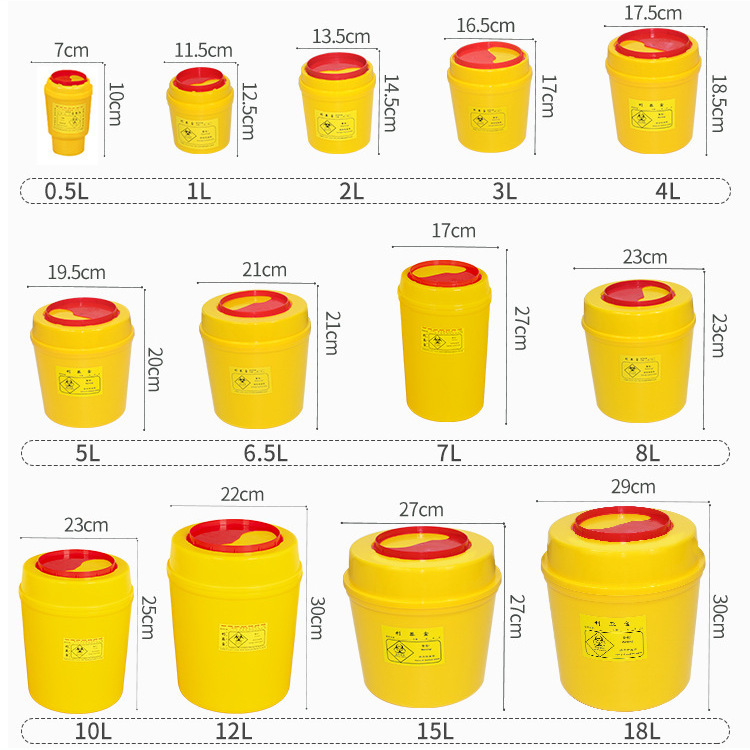 Round Sharp Box 1L Yellow Small Waste Barrel Sanitary Sharps Box 2L Hospital Clinic Department 3L