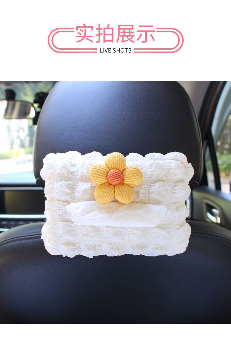 Cute car-mounted tissue box, hanging tissue box set for sun visor, armrest box, car seat tissue hanging bag for women