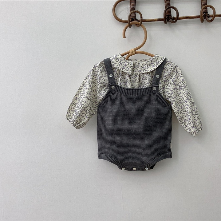 Camisa de otoño para niños de estilo coreano bebé estilo occidental camisa de solapa floral de todo partido camisa de muñeca camisa de niña