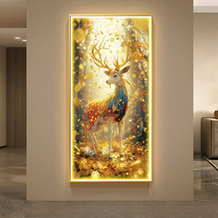 Fulu Shengcai 玄関装飾絵画ライト高級 9 色鹿壁画ランプハイエンド雰囲気玄関発光吊り絵画