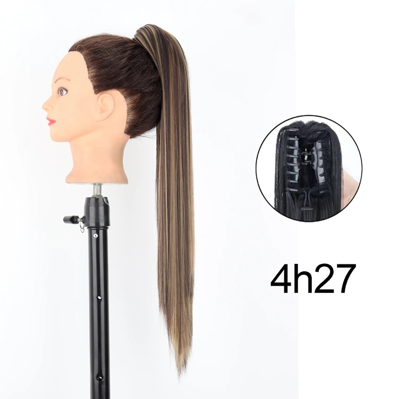 22inch 爪クリップストレートヘアポニーテール化学繊維かつら女性ロングストレートふわふわハイポニーテール|undefined