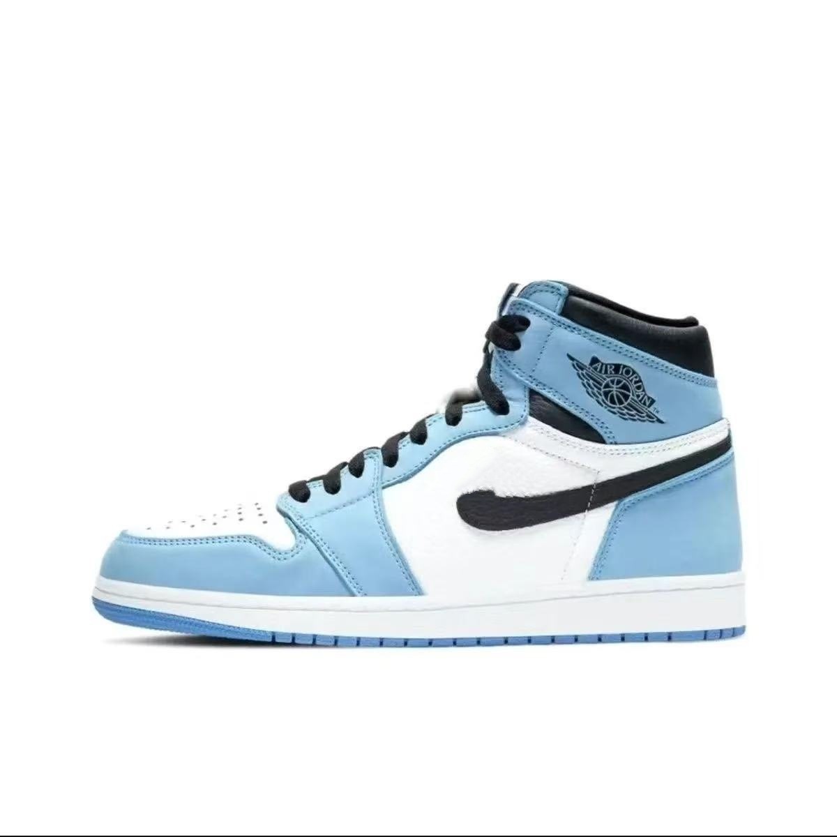 Comercio exterior AJ1 zapatos blancos y negros panda zapatos de baloncesto de alto tamaño Joe1 azul blanco puro de Carolina del Norte pareja zapatos casuales image 13