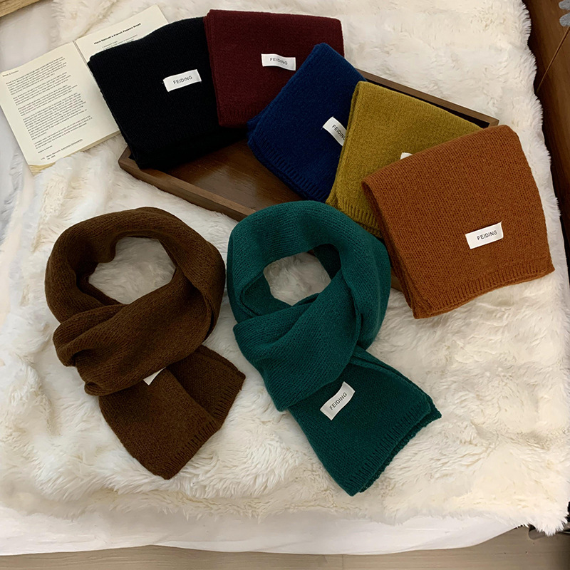Bufandas cálidas de invierno nuevas tendencias coreanas de color sólido parejas de color sólido amplio glutinoso suave engrosado buñuelo de punto chal