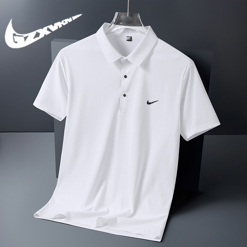 Summer New High-End Polo Shirt Men's Ice Silk Collar Short-Sleeved T-Shirt Business Casual Dad Wear T-Shirt Men's T-Shirt