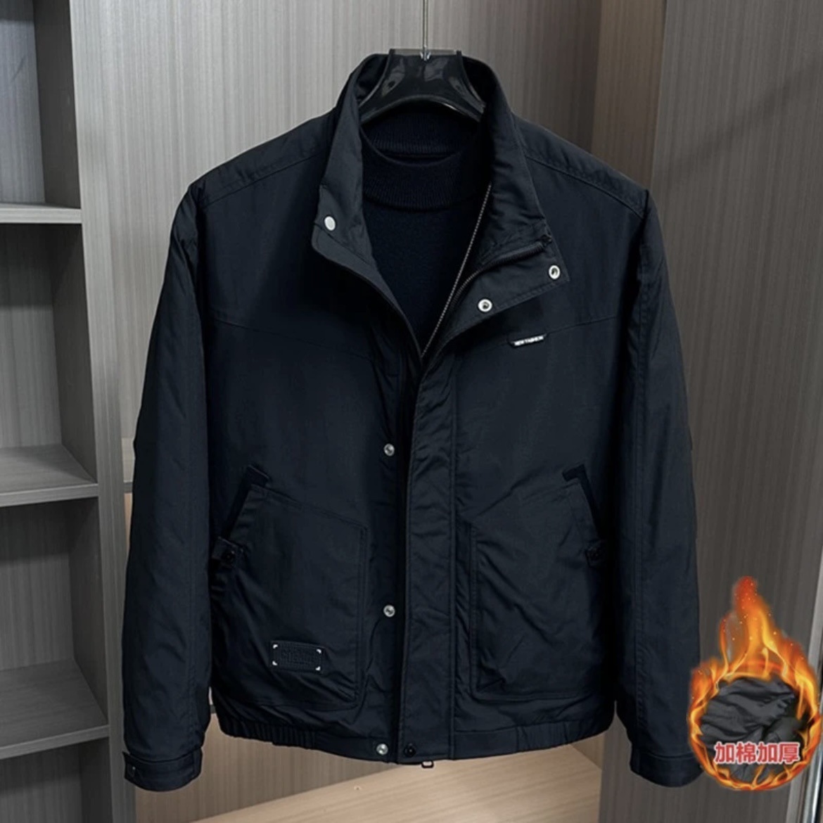 2024秋冬新款男士加棉夹克韩版百搭冬款工装外套男潮流时尚上衣男