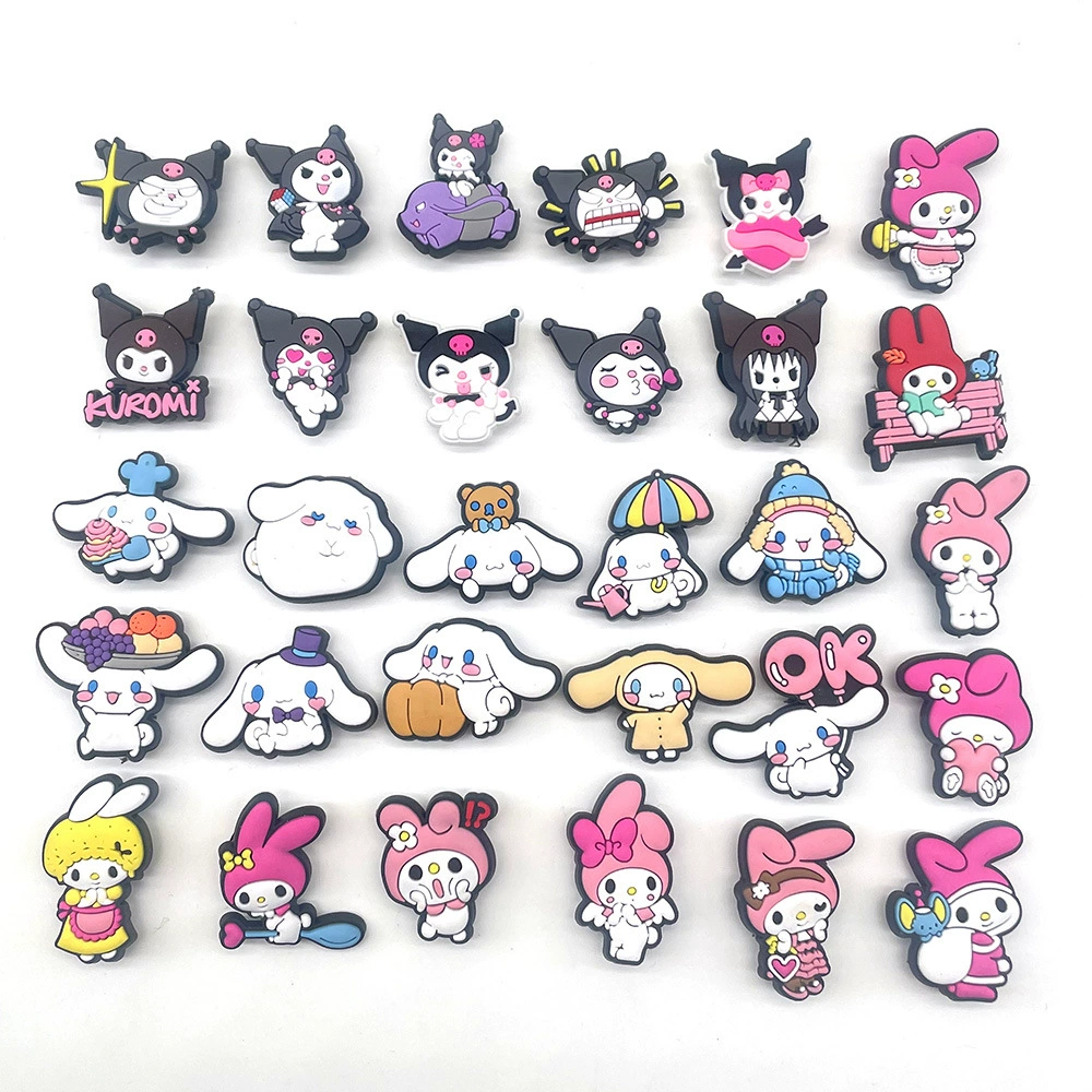 Подвески для обуви (Sanrio) Kuromi & My Melody Croc Jibbitz, assorted flower buckles, мультицветный набор