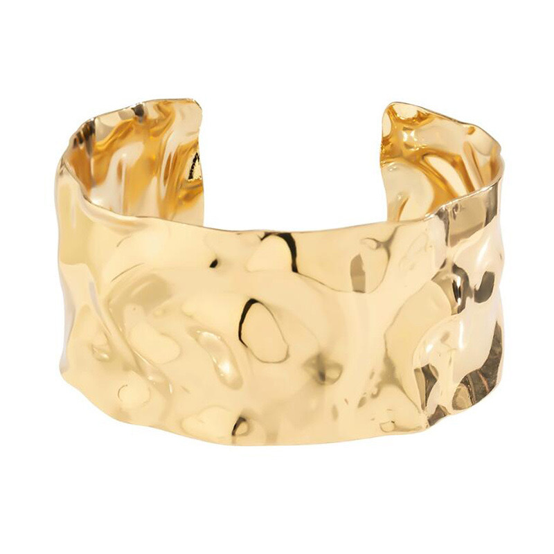 Pulsera de apertura de superficie ancha exagerada más vendida en Europa y América, cara plisada femenina, nueva joyería de lujo ligera de alta calidad original