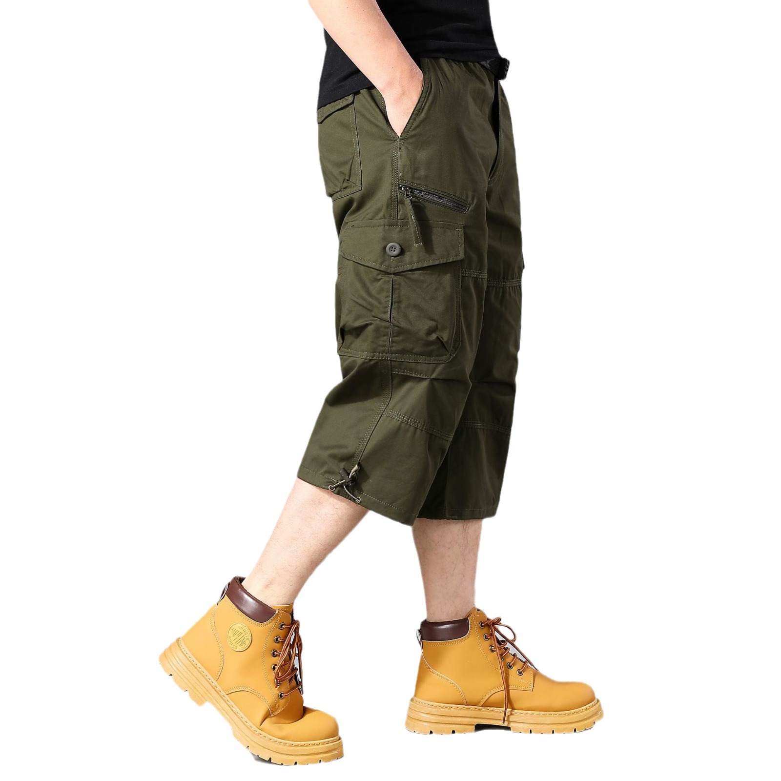 Exportado a los Estados Unidos, Japón, pantalones casuales multibolsillos, pantalones multibolsillos, pantalones cortos rectos sueltos para hombres